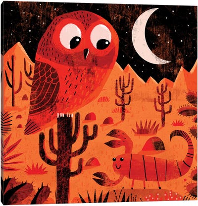 Desert Owl And Scorpion Canvas Art Print - Gareth Lucas