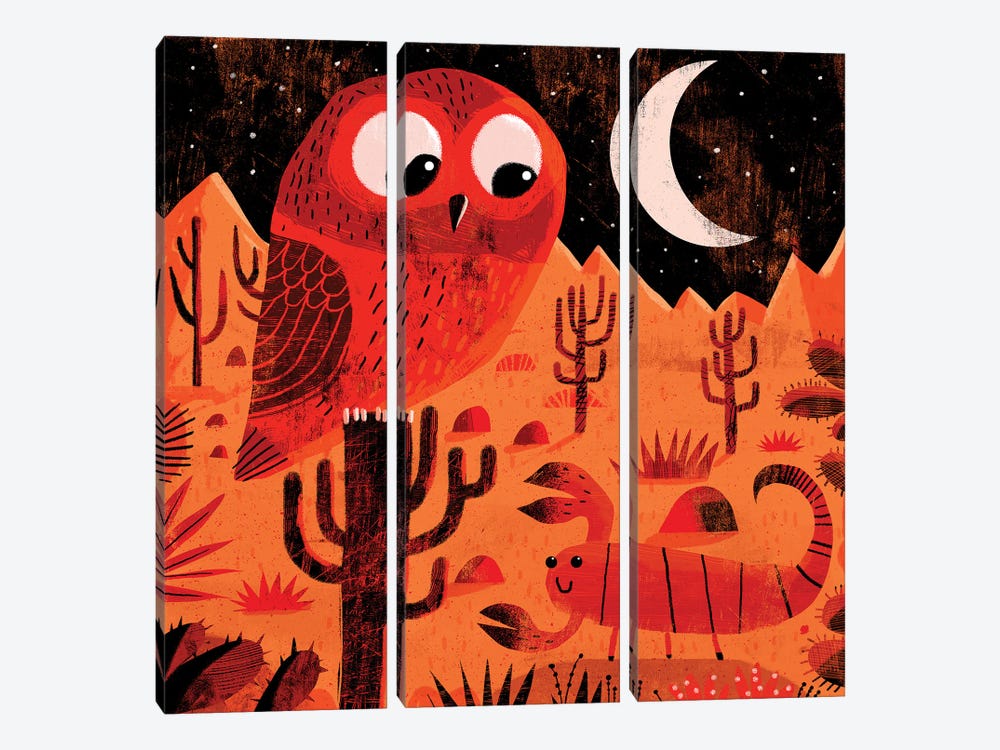 Desert Owl And Scorpion by Gareth Lucas 3-piece Canvas Print