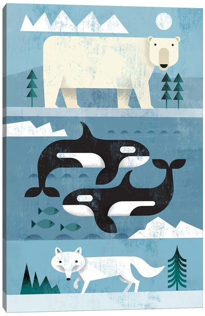 Arctic Animals Canvas Art Print - Fox Art