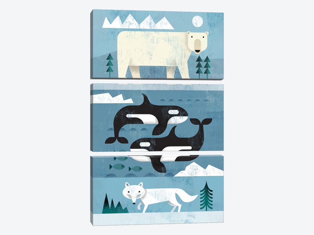 Arctic Animals by Gareth Lucas 3-piece Canvas Print