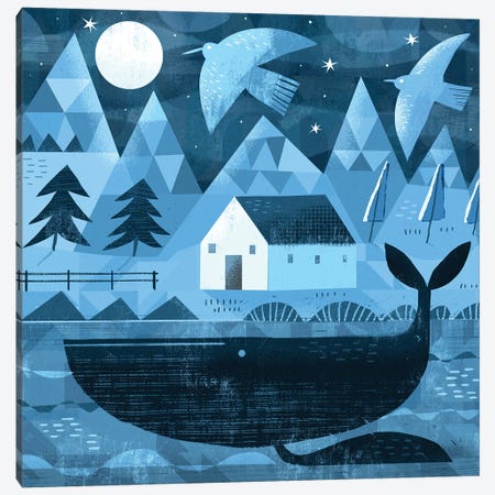 Moonlight Whale Canvas Print #GLS14} by Gareth Lucas Canvas Artwork