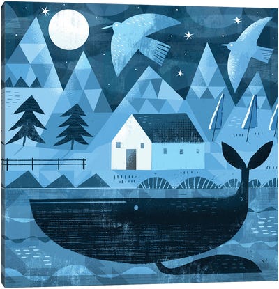 Moonlight Whale Canvas Art Print - Gareth Lucas