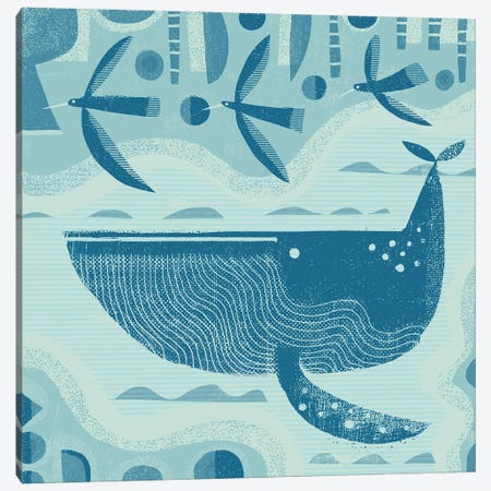 Whale And Birds Canvas Print #GLS15} by Gareth Lucas Canvas Wall Art