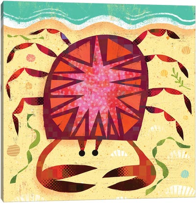 Crab Canvas Art Print - Kids Ocean Life Art