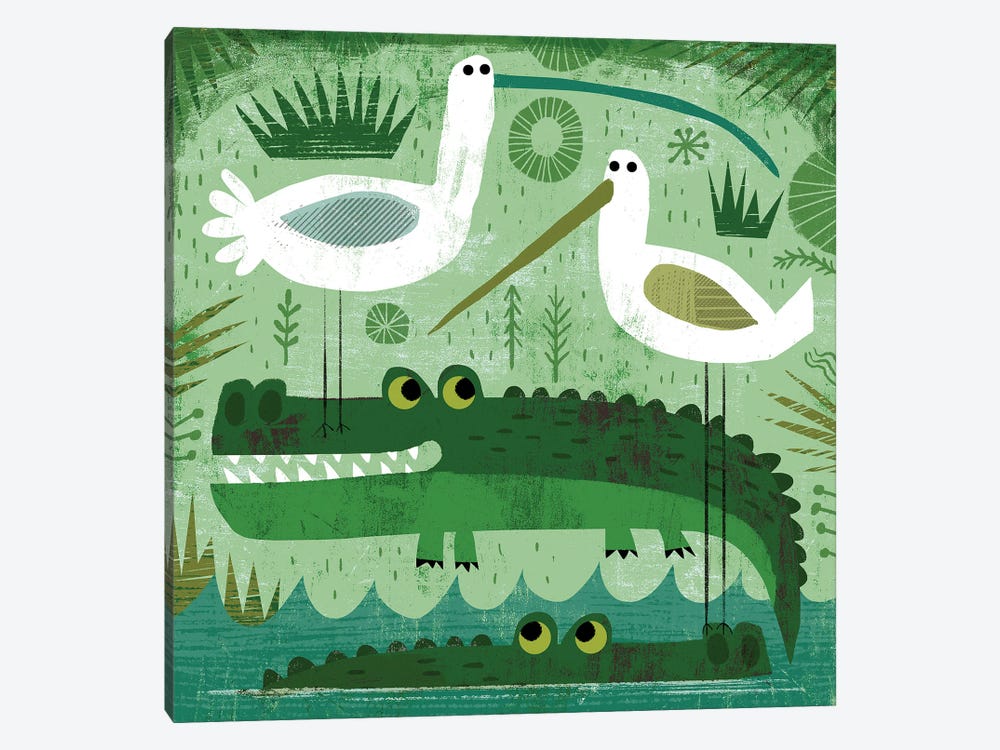 Crocs With Pesky Birds by Gareth Lucas 1-piece Canvas Art Print