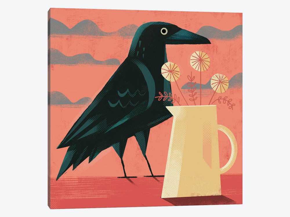 Crow With Jug by Gareth Lucas 1-piece Canvas Wall Art