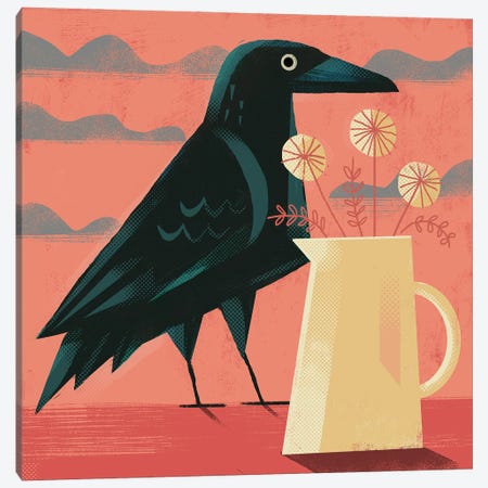 Crow With Jug Canvas Print #GLS21} by Gareth Lucas Canvas Art