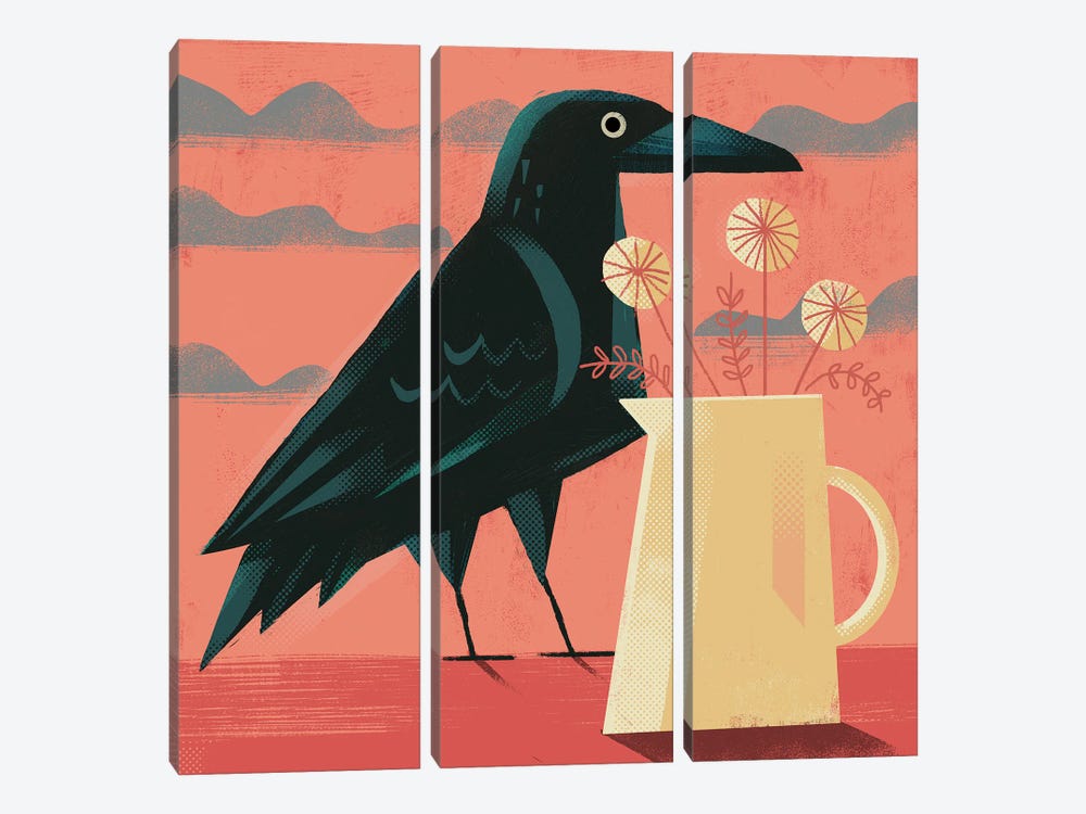 Crow With Jug by Gareth Lucas 3-piece Canvas Wall Art