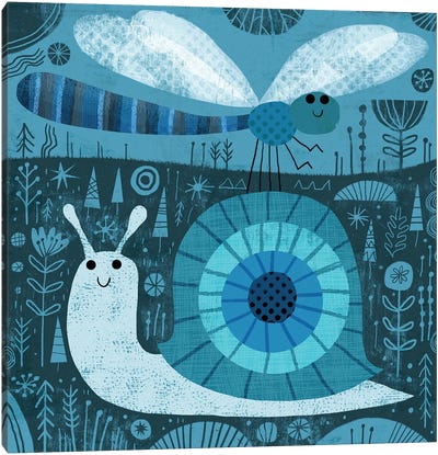 Snail And Dragonfly Canvas Art Print - Gareth Lucas