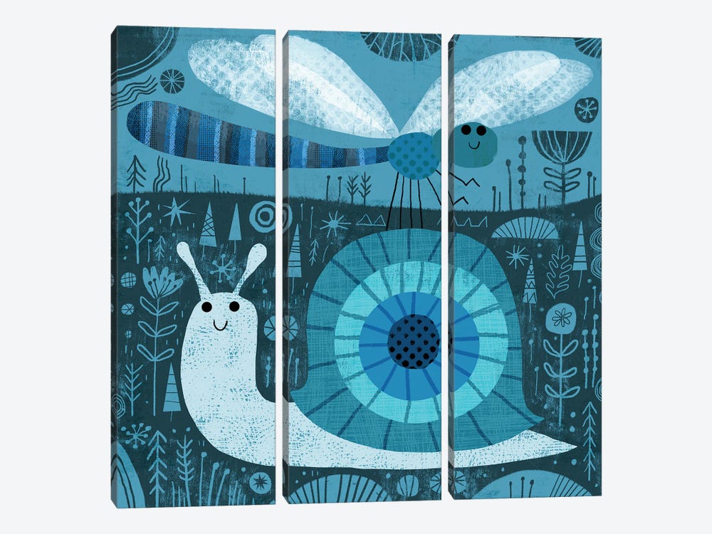 Snail And Dragonfly by Gareth Lucas 3-piece Canvas Wall Art