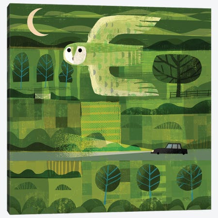 Dusk Owl Canvas Print #GLS24} by Gareth Lucas Art Print