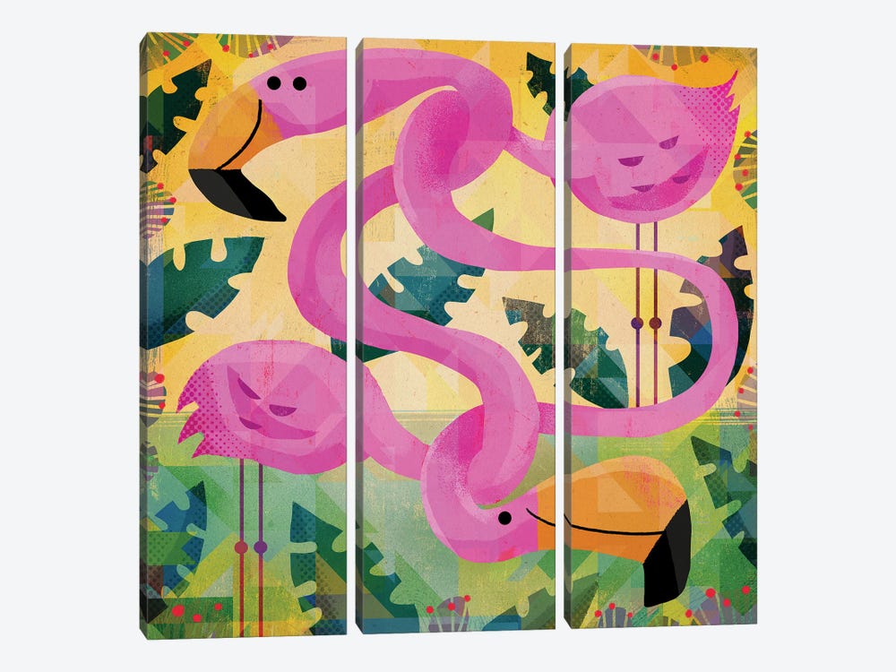 Flamingos by Gareth Lucas 3-piece Canvas Artwork