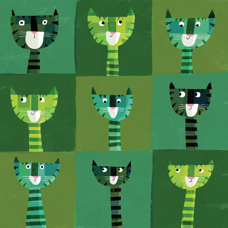 Green Cats by Gareth Lucas wall art