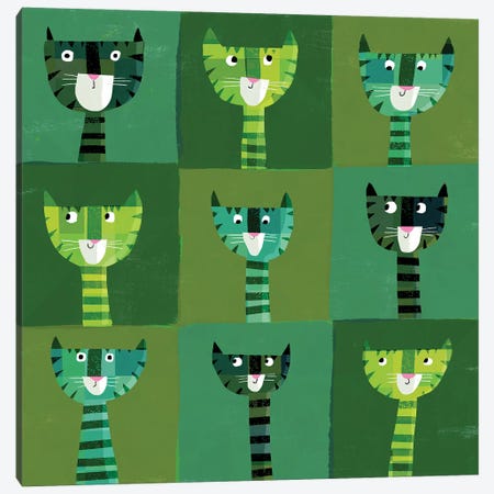 Green Cats Canvas Print #GLS30} by Gareth Lucas Canvas Art Print