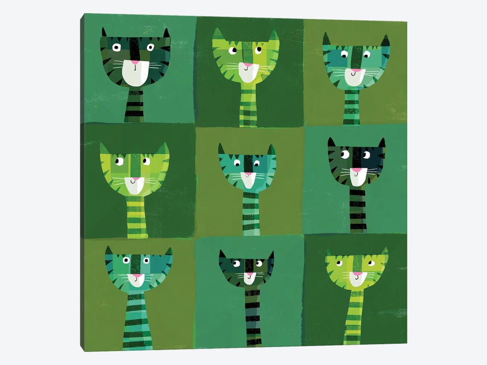 Green Cats by Gareth Lucas 1-piece Canvas Art