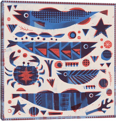 Halftone Fish Canvas Art Print - Gareth Lucas
