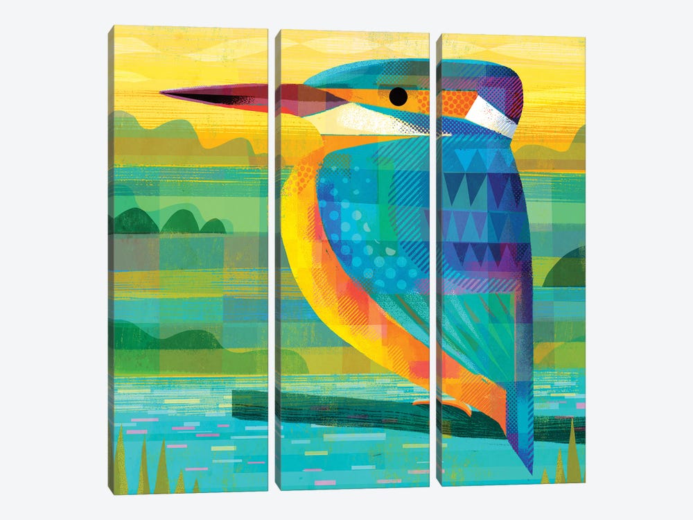 Kingfisher by Gareth Lucas 3-piece Canvas Art Print