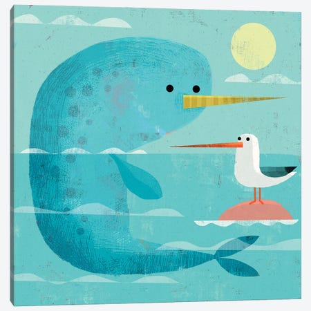 Narwhal And Narbird Canvas Print #GLS38} by Gareth Lucas Canvas Art Print