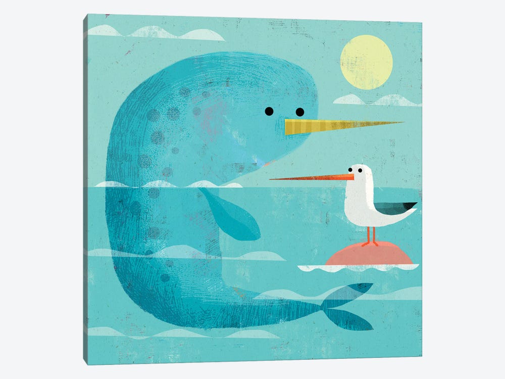 Narwhal And Narbird by Gareth Lucas 1-piece Canvas Wall Art