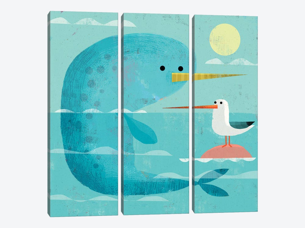 Narwhal And Narbird by Gareth Lucas 3-piece Canvas Wall Art