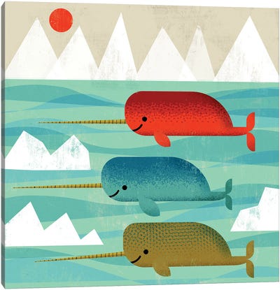 Happy Narwhals Canvas Art Print - Narwhal Art