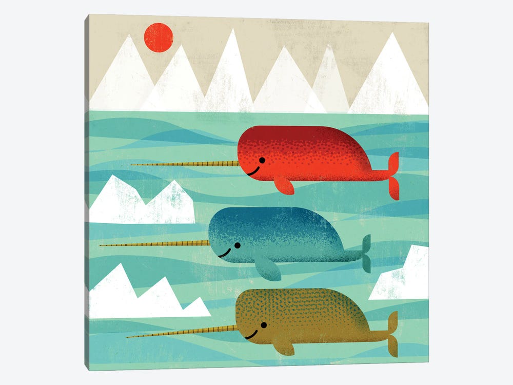 Happy Narwhals by Gareth Lucas 1-piece Canvas Print