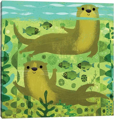 Otters Canvas Art Print - Gareth Lucas