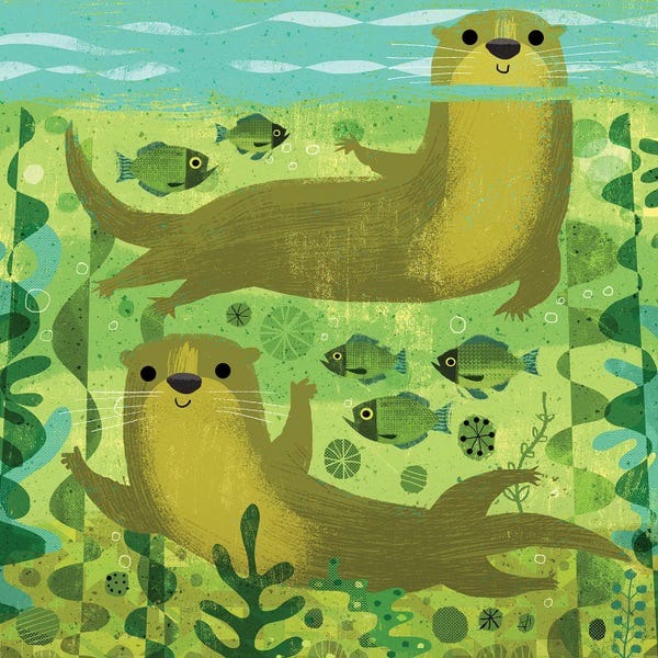 Kids Ocean Life Art: Otters by Gareth Lucas