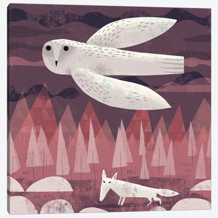 Snowy Owl And Arctic Fox Canvas Print #GLS46} by Gareth Lucas Canvas Art Print