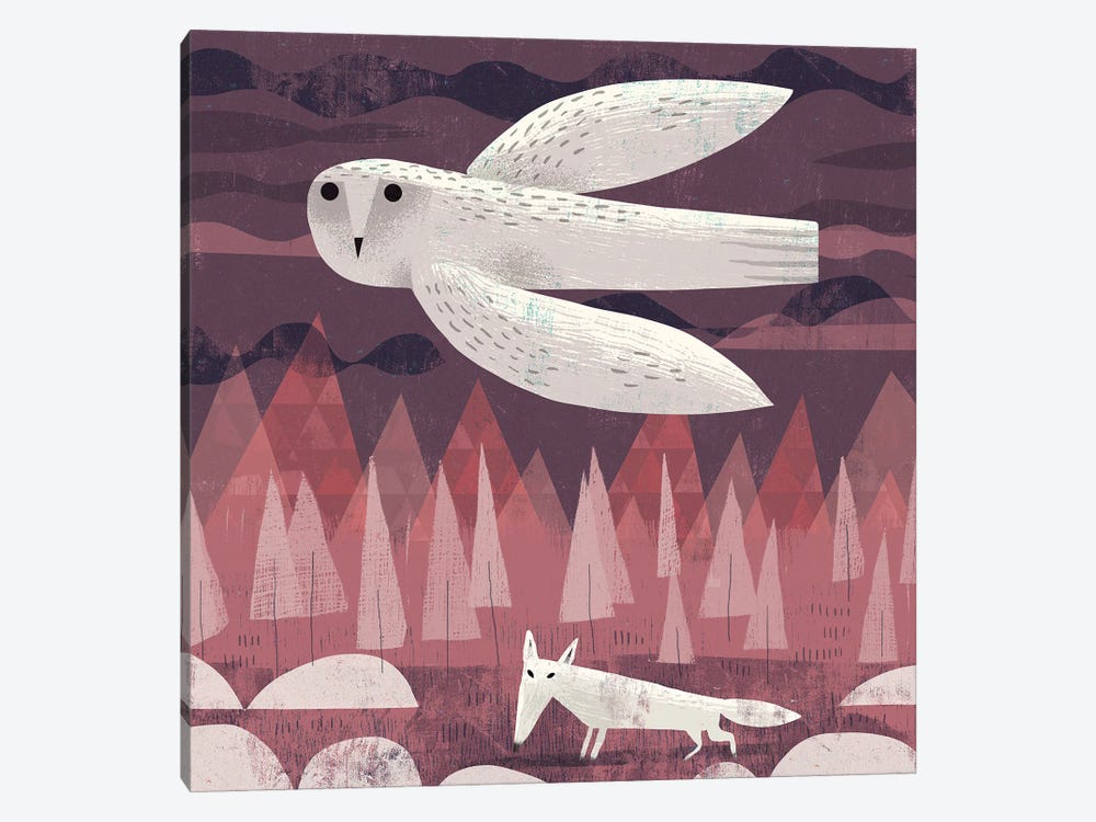 Snowy Owl And Arctic Fox by Gareth Lucas 1-piece Canvas Print
