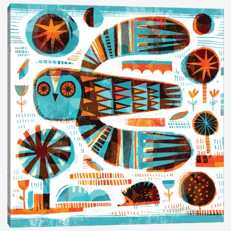 Owl And Hedgehog Canvas Print #GLS47} by Gareth Lucas Canvas Print