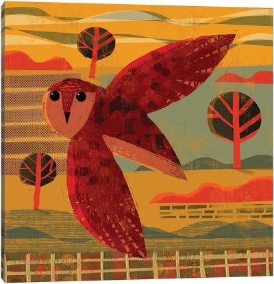 Owl At Sunset Canvas Art Print - Gareth Lucas