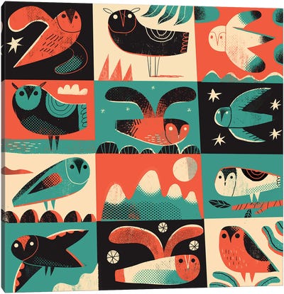 Flying Owls Canvas Art Print - Gareth Lucas