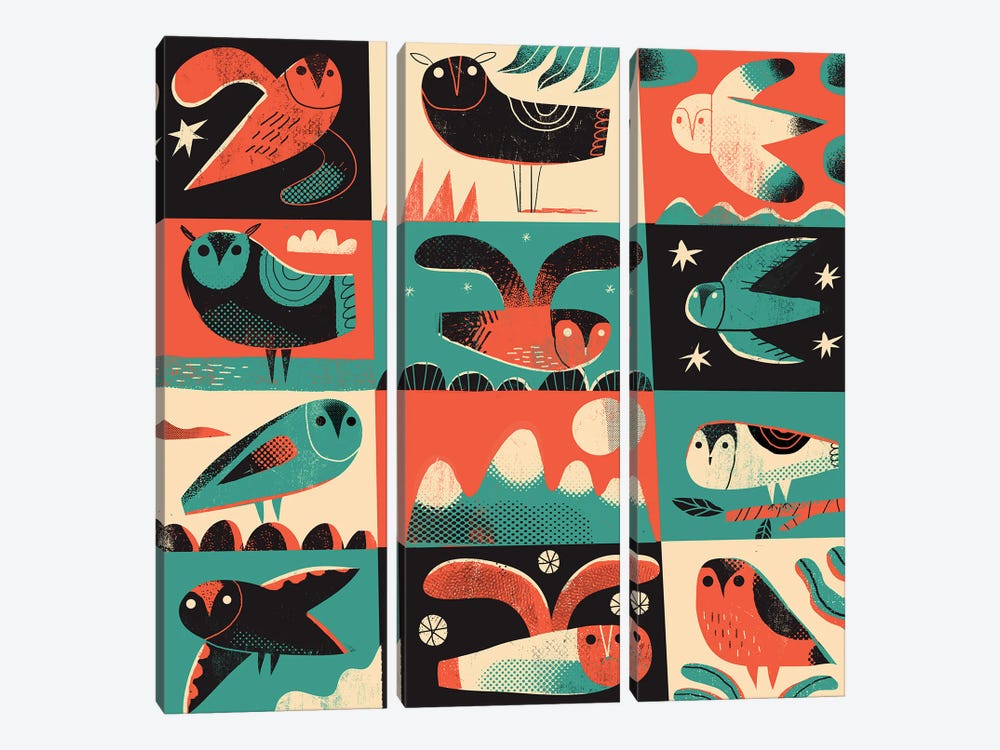 Flying Owls by Gareth Lucas 3-piece Art Print