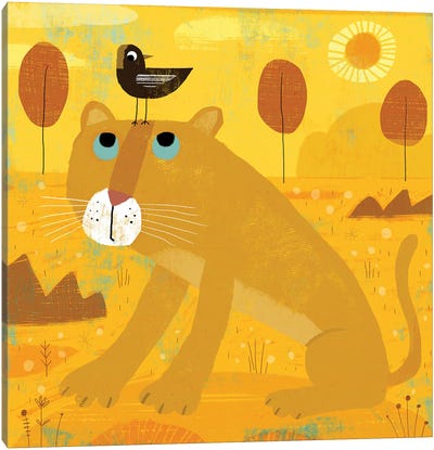 Panther With Pesky Bobolink Canvas Art Print - Gareth Lucas