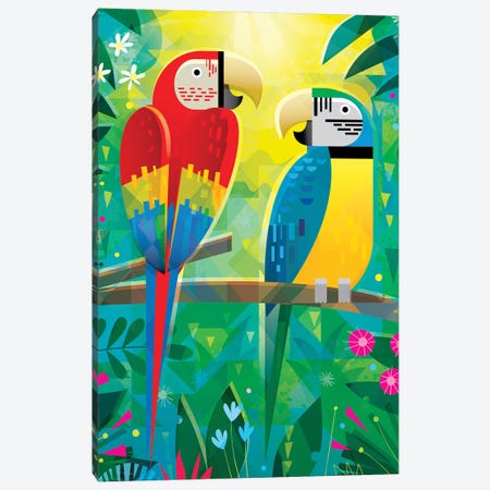 Parrots Canvas Print #GLS56} by Gareth Lucas Canvas Art