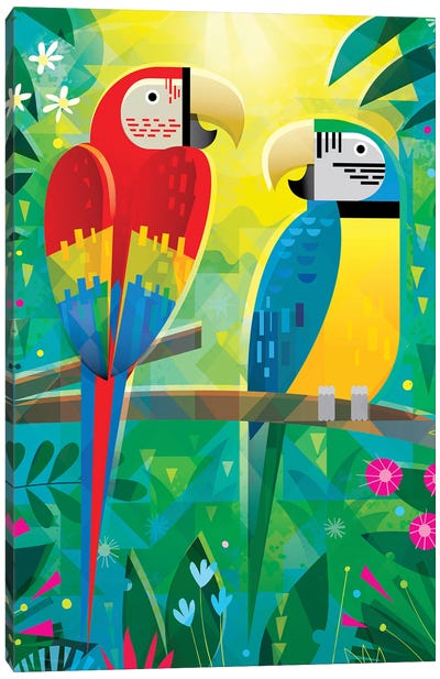 Parrots Canvas Art Print - Gareth Lucas