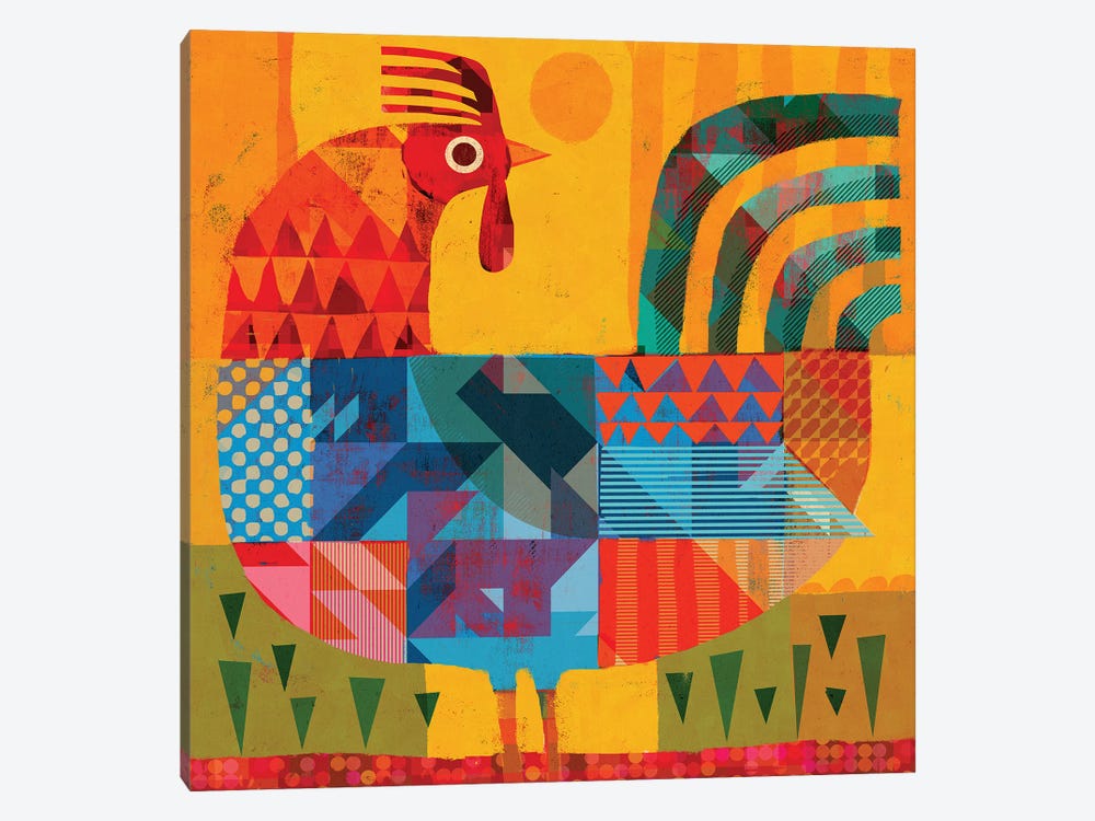 Patchwork Rooster by Gareth Lucas 1-piece Art Print