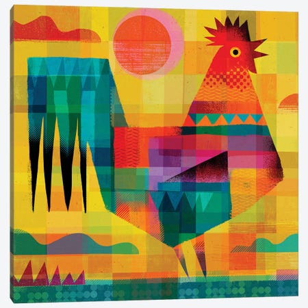 Patchwork Rooster Iii Canvas Print #GLS58} by Gareth Lucas Canvas Art Print