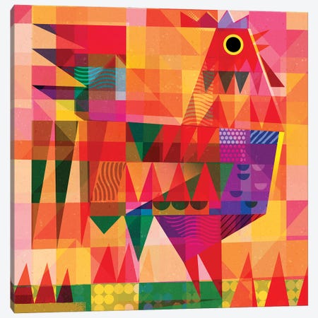 Patchwork Rooster Iv Canvas Print #GLS59} by Gareth Lucas Canvas Print