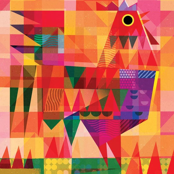 Chickens & Roosters: Patchwork Rooster Iv by Gareth Lucas