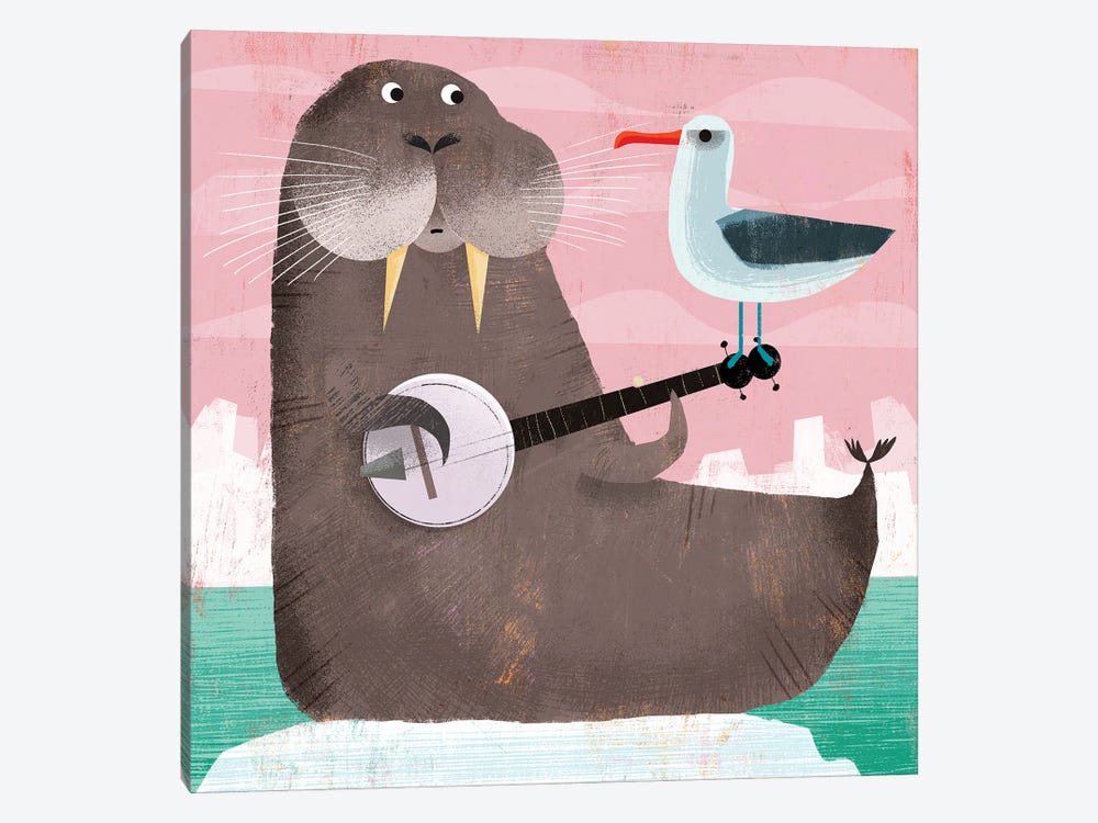Banjo Walrus With Gull by Gareth Lucas 1-piece Art Print