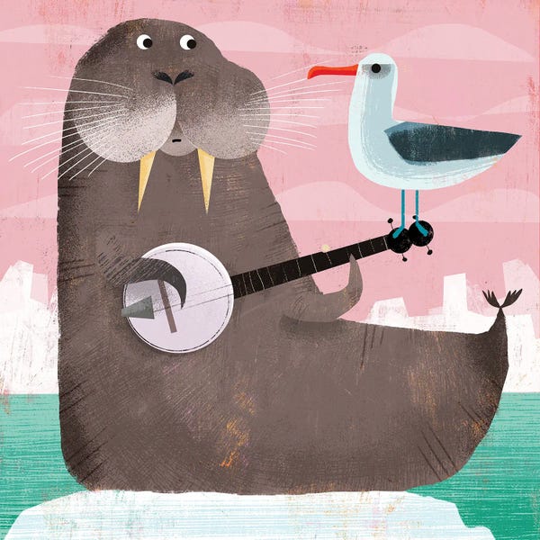 Gareth Lucas: Banjo Walrus With Gull by Gareth Lucas