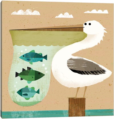 Pelican Aquarium Canvas Art Print - Fish Art