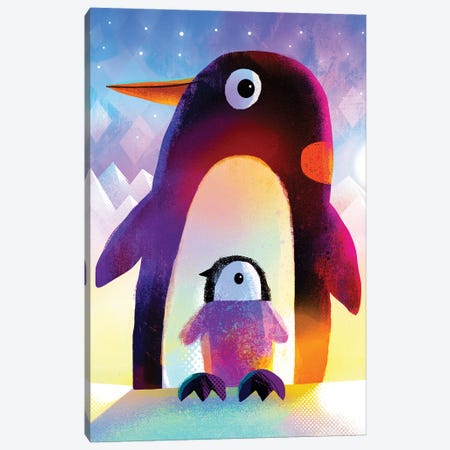 Penguin And Baby Canvas Print #GLS61} by Gareth Lucas Canvas Art