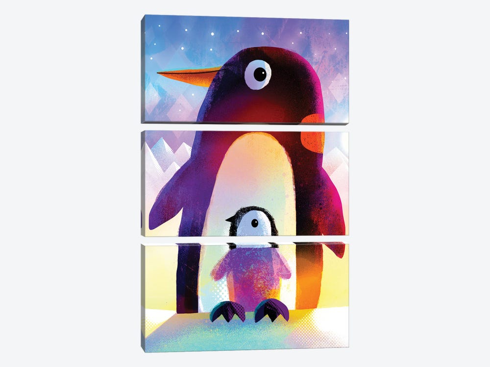 Penguin And Baby by Gareth Lucas 3-piece Canvas Wall Art