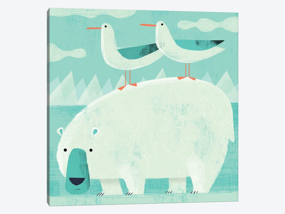 Polar Bear With Pesky Gulls by Gareth Lucas 1-piece Canvas Art