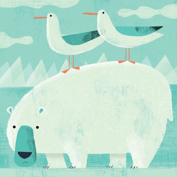 Gareth Lucas: Polar Bear With Pesky Gulls by Gareth Lucas