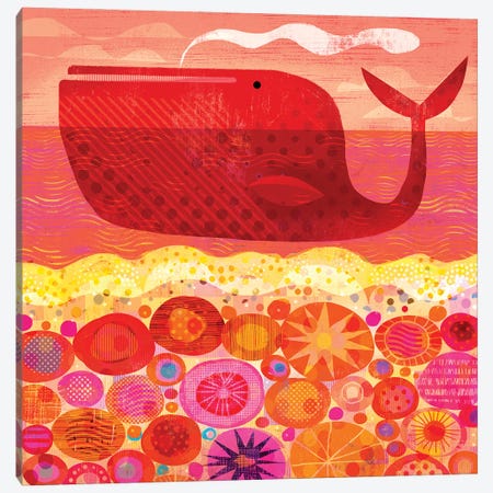 Red Whale Canvas Print #GLS66} by Gareth Lucas Art Print