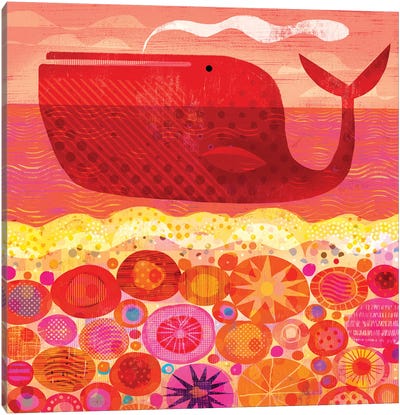 Red Whale Canvas Art Print - Gareth Lucas